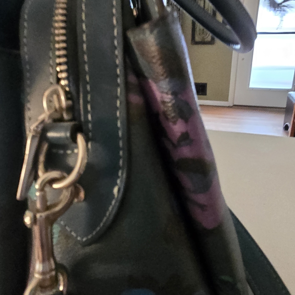 Coach Lille Carryall With Jumbo Floral Print, Deep Turquoise/ Teal Multi /Purple - Picture 6 of 8